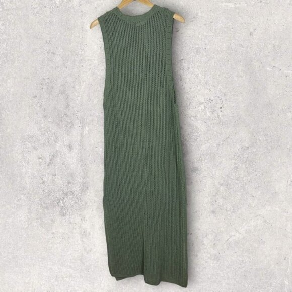 NEW Rag and Bone Riley Crochet Knit Split Hem Maxi Dress Sage Green Size XL Boho - Picture 6 of 15
